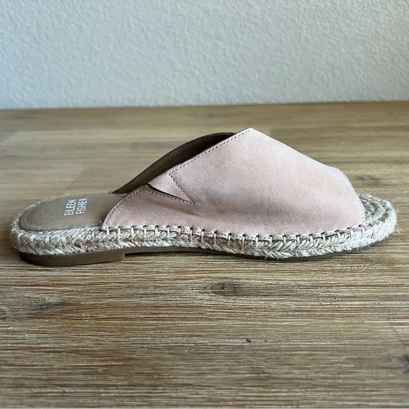 Eileen Fisher Milly Espadrille Slide Sandals 7 Beige Tan Nubuck Leather Beach - Picture 4 of 11